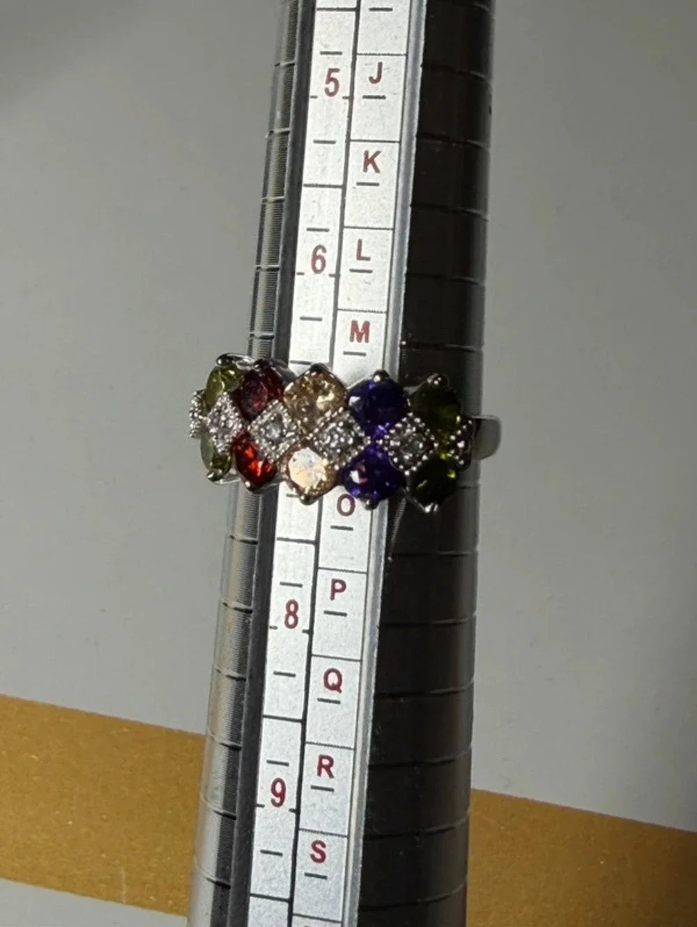 Sterling Silver Multicolor Cubic Zirconia Harlequin Cluster Ring Size 7